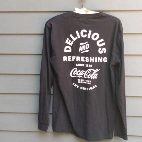 Mens Black White Red Jacket Coca Cola Long Sleeves Tee Large - Picture 7 of 7
